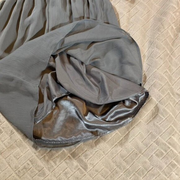 Express Womens Small Dress Gray Lined Chiffon Short Mini V Neck Flowy Summer - Picture 3 of 6